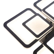 LED Chandelier with Remote Control SUSAN, 77W, 4 Squares, Cold/Warm/Neutral Light, Dimmable, Black