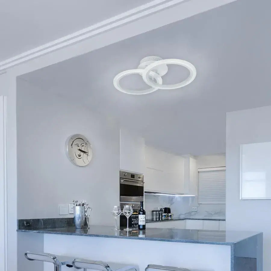 LED Chandelier with Remote Control BETTY, 28W, 2 Circles, Cold/Warm/Neutral Light, Dimmable, White 