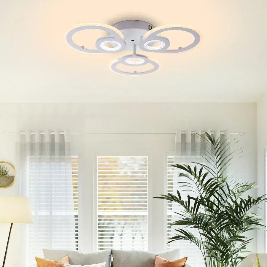 LED chandelier with remote control KADE, 80W, 3 Circles, Cold/Warm/Neutral light, Dimmable, White