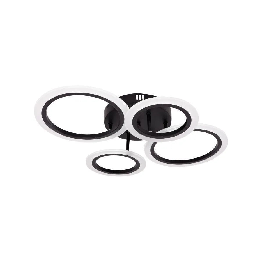 LED Chandelier with Remote Control Nathaniel 4 Circles 44W Cold/Warm/Neutral Light Dimmable Black 
