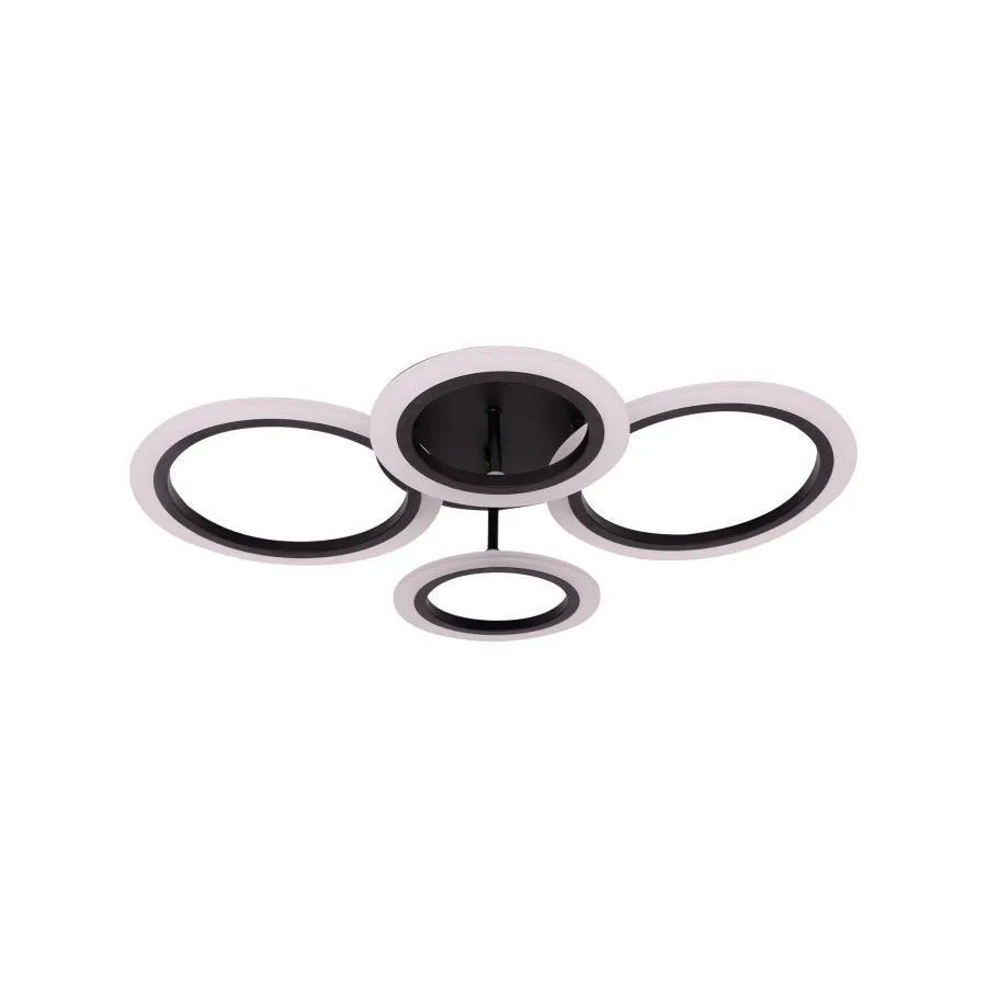 LED Chandelier with Remote Control Nathaniel 4 Circles 44W Cold/Warm/Neutral Light Dimmable Black 