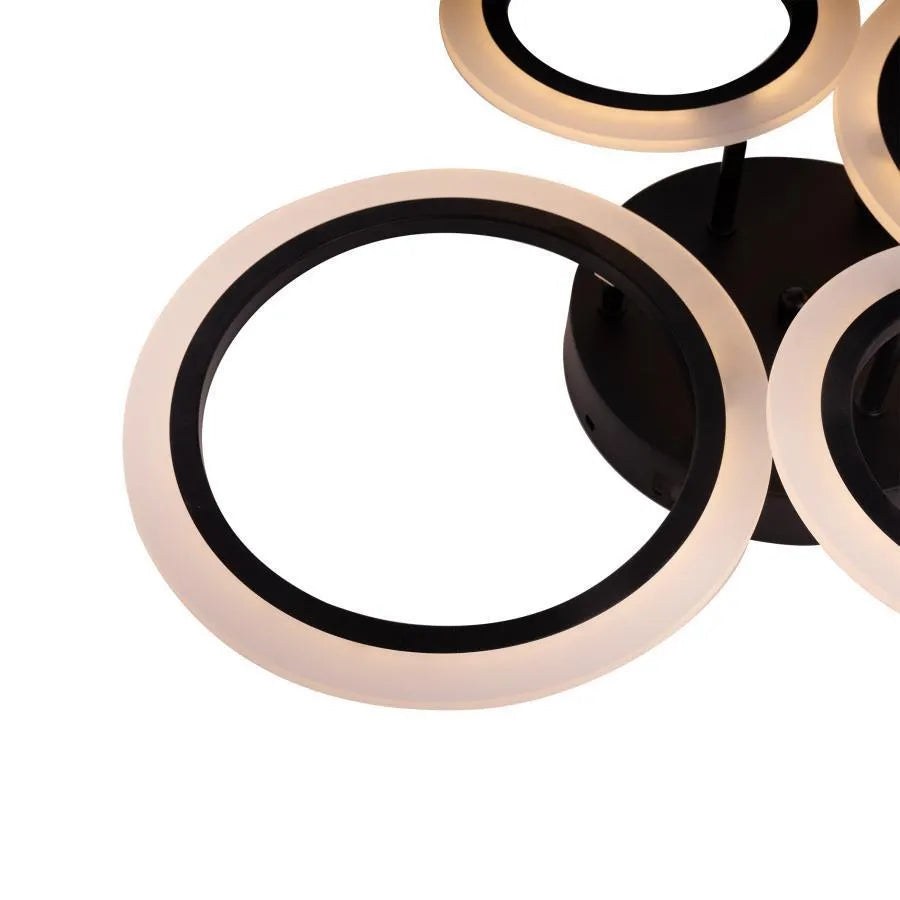 LED Chandelier with Remote Control Nathaniel 4 Circles 44W Cold/Warm/Neutral Light Dimmable Black 