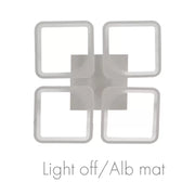 LED Chandelier with Remote Control, ZOE, 4 Squares, 52W, Cold/Warm/Neutral Light, Dimmable, White