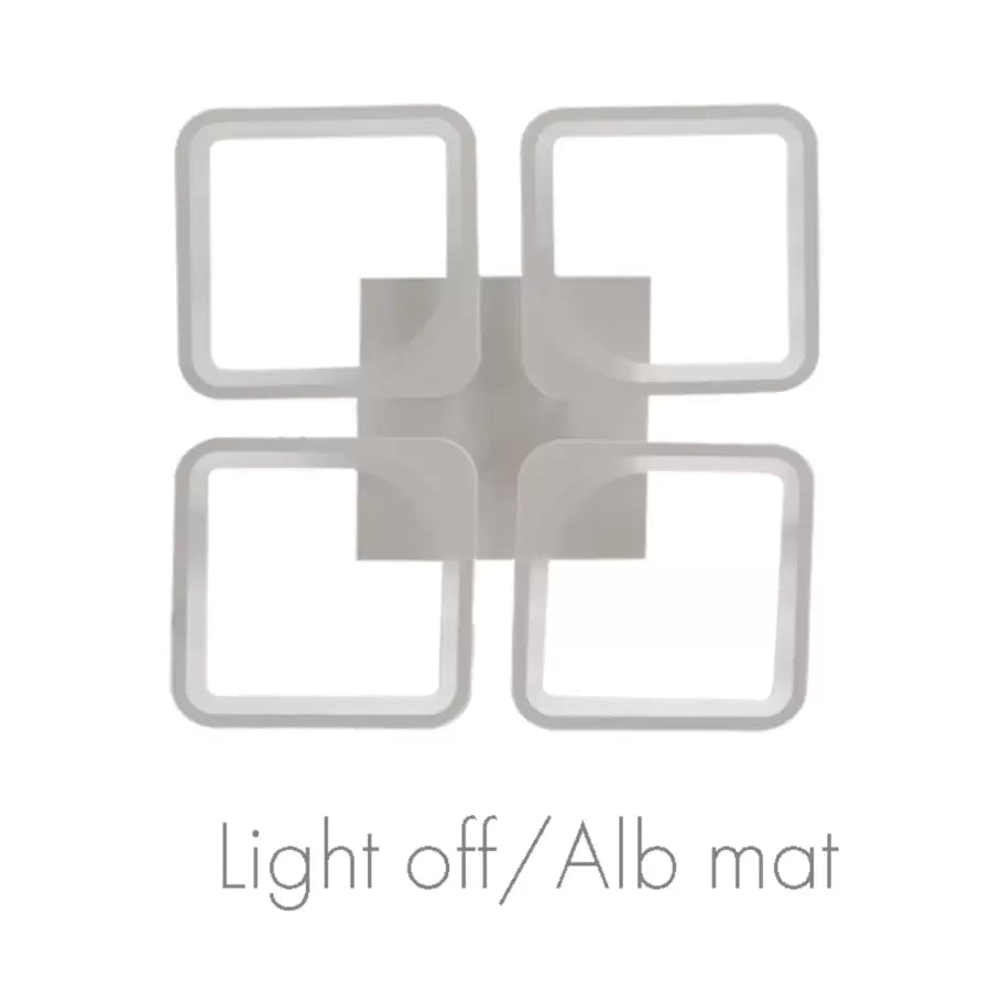 LED Chandelier with Remote Control, ZOE, 4 Squares, 52W, Cold/Warm/Neutral Light, Dimmable, White