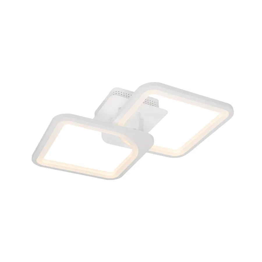 LED Chandelier with Remote Control, ZOE, 2 Squares, 39W, Cold/Warm/Neutral Light, Dimmable, White 