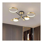 LED Chandelier with Remote Control Grupces, 80W, Dimmable, Black and Gold