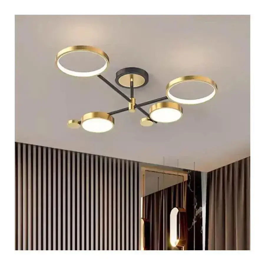 LED Chandelier with Remote Control Grupces, 80W, Dimmable, Black and Gold