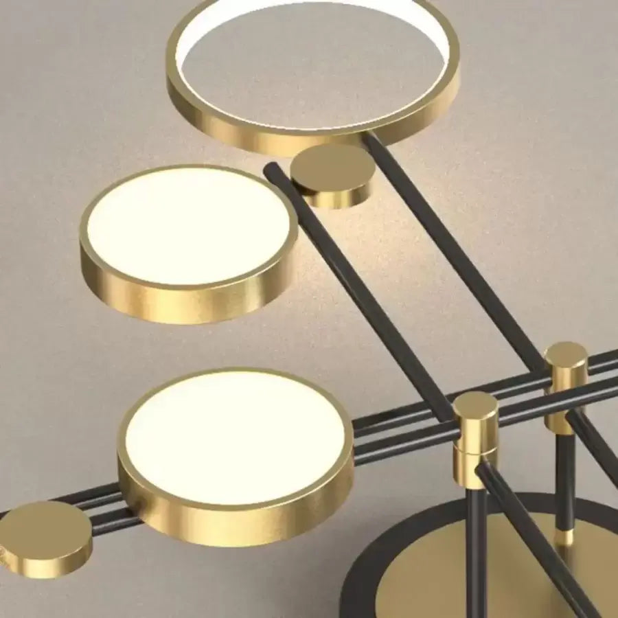 LED Chandelier with Remote Control Grupces, 152W, Black with Gold, Dimmable