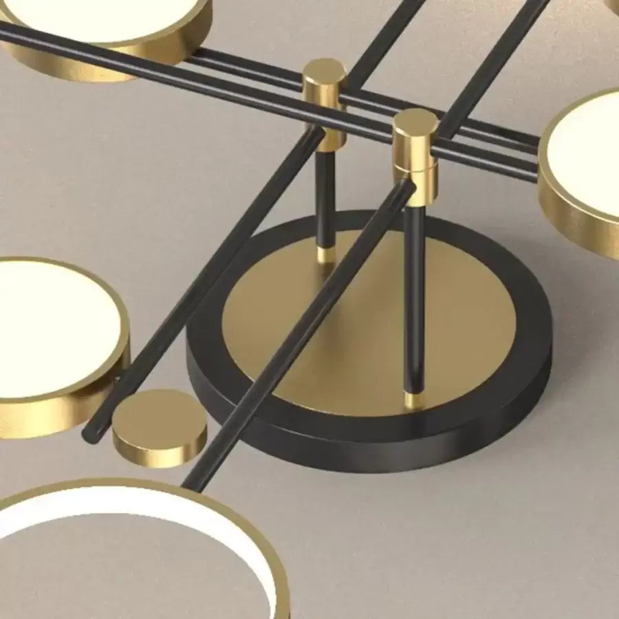 LED Chandelier with Remote Control Grupces, 152W, Black with Gold, Dimmable