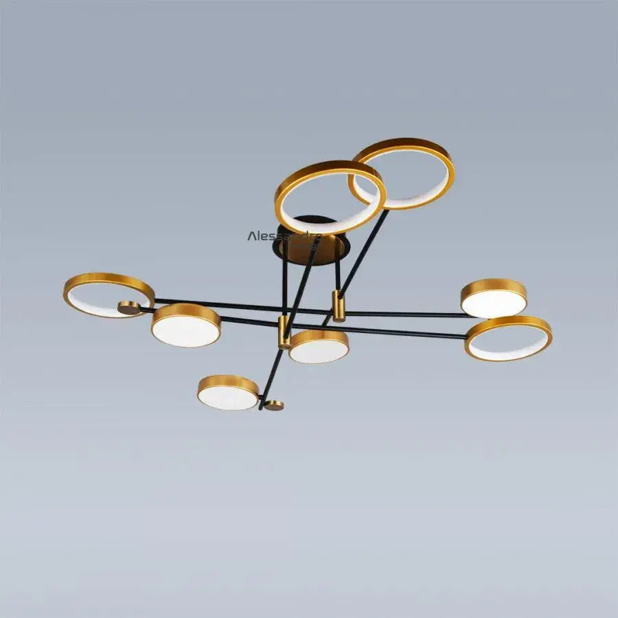 LED Chandelier with Remote Control Grupces, 152W, Black with Gold, Dimmable