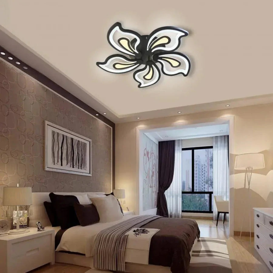 LED Chandelier with Remote Control GLORIOSA, 150W, 5 Petals, Cold/Warm/Neutral Light, Dimmable, Black 