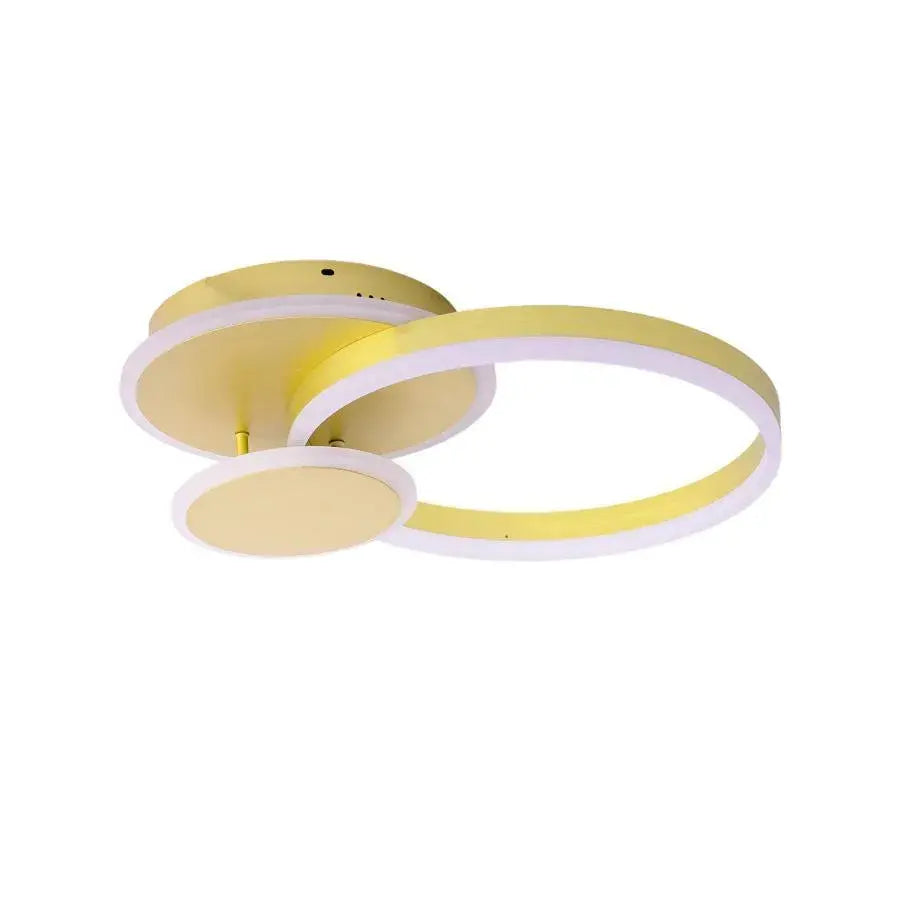 LYRA LED Chandelier with Remote Control, 102W, 2 Circles, Dimmable, Brushed Gold, Cold/Warm/Neutral Light
