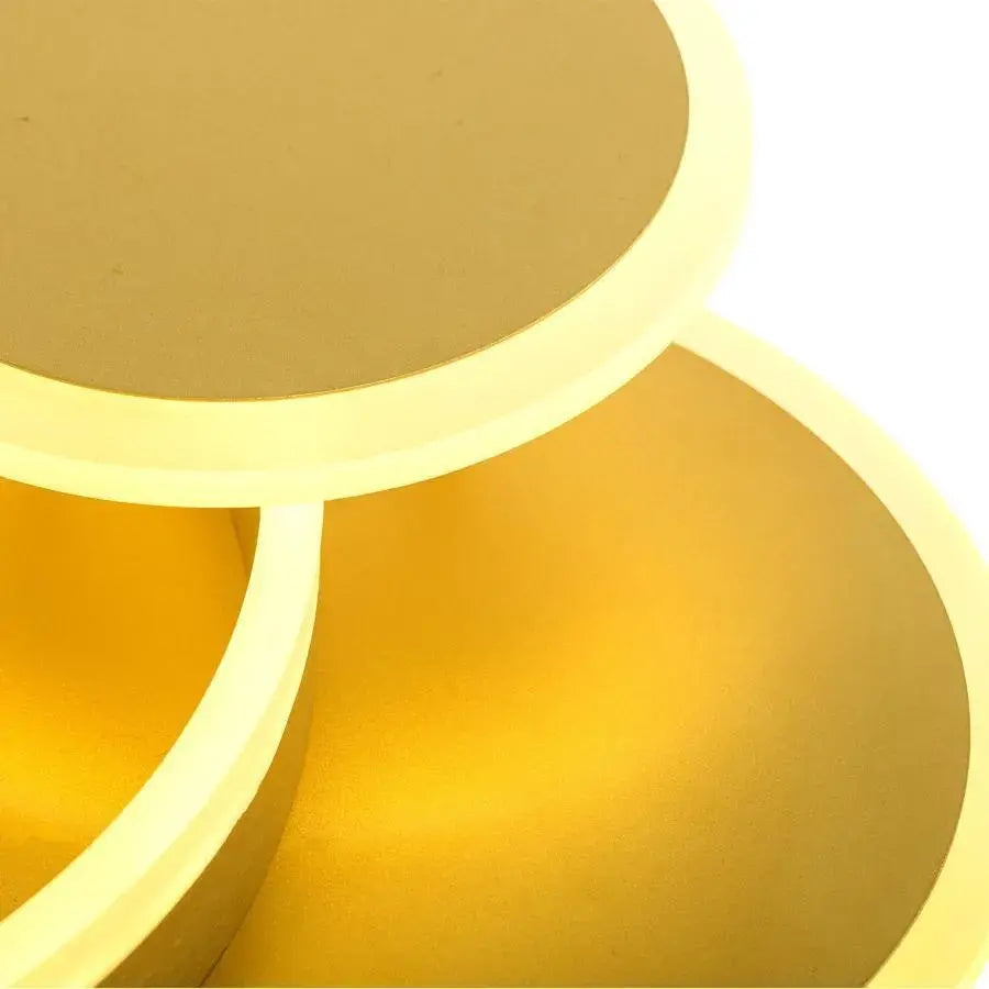LYRA LED Chandelier with Remote Control, 102W, 2 Circles, Dimmable, Brushed Gold, Cold/Warm/Neutral Light