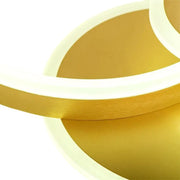 LYRA LED Chandelier with Remote Control, 102W, 2 Circles, Dimmable, Brushed Gold, Cold/Warm/Neutral Light