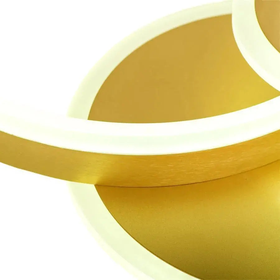LYRA LED Chandelier with Remote Control, 102W, 2 Circles, Dimmable, Brushed Gold, Cold/Warm/Neutral Light