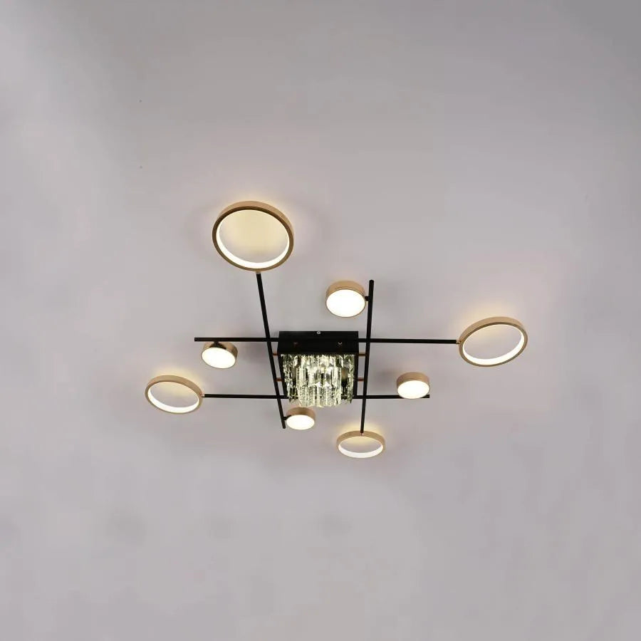 LED Chandelier with Remote Control Misel 168W, Gold Black 