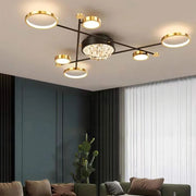 LED Chandelier with Remote Control Nazira 138W, Gold Black 