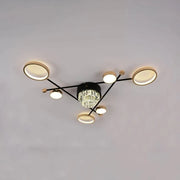 LED Chandelier with Remote Control Nazira 138W, Gold Black 
