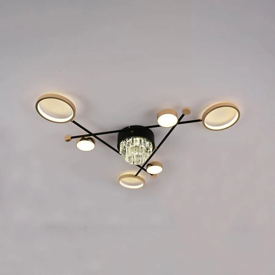 LED Chandelier with Remote Control Nazira 138W, Gold Black 