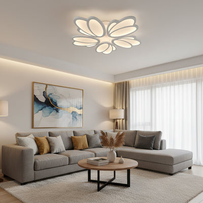 LED chandelier with remote control TULIP 81W, 5 Petals, Cold/Warm/Neutral light, Dimmable, White