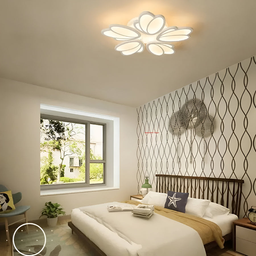 LED Chandelier with Remote Control TULIP, 73W, 5 Petals, Cold/Warm/Neutral Light, Dimmable, White 