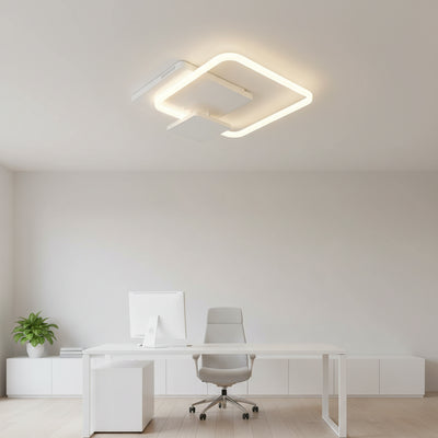 LED chandelier with remote control ANEMONA 71W, 3 Squares, Cold/Warm/Neutral light, Dimmable, White, Metal and Acrylic