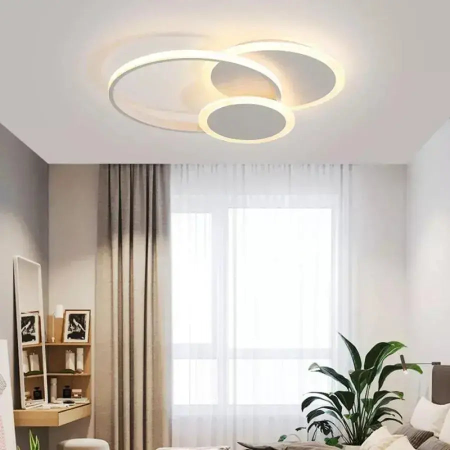Silvian LED Chandelier with Remote Control with 3 Circles 58W Cold/Warm/Neutral Light Dimmable White