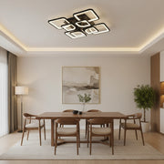 LED chandelier with ZOE remote control, 8 Squares, 138W, Cold/Warm/Neutral Light, Dimmable, Black