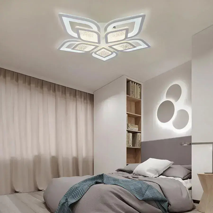 LED chandelier with Dalia remote control, 170W, 5 petals, cold/hot/neutral light, unstable, white