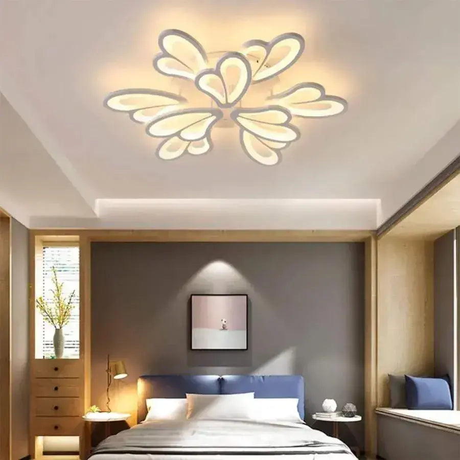 LED chandelier with remote control BLOSSOM Grand, 107W, 9 Petals, Cold/Warm/Neutral light, Dimmable, White