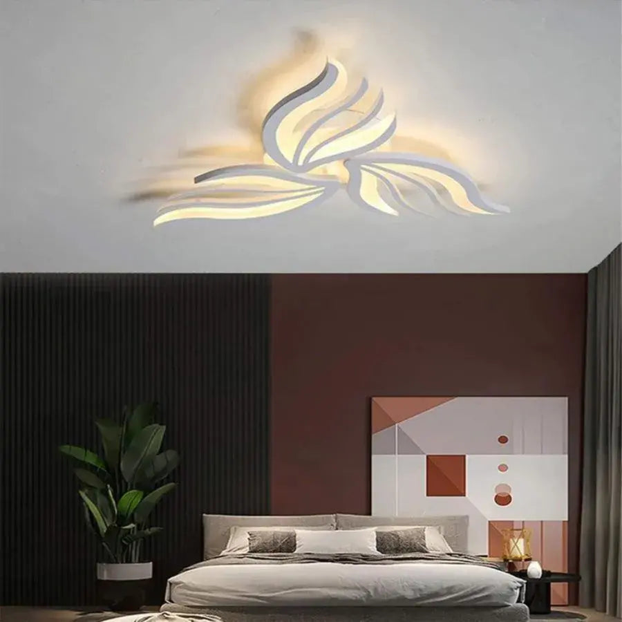 LED chandelier with remote control SAKURA, 37W, 3 Petals, Cold/Warm/Neutral light, Dimmable, White 