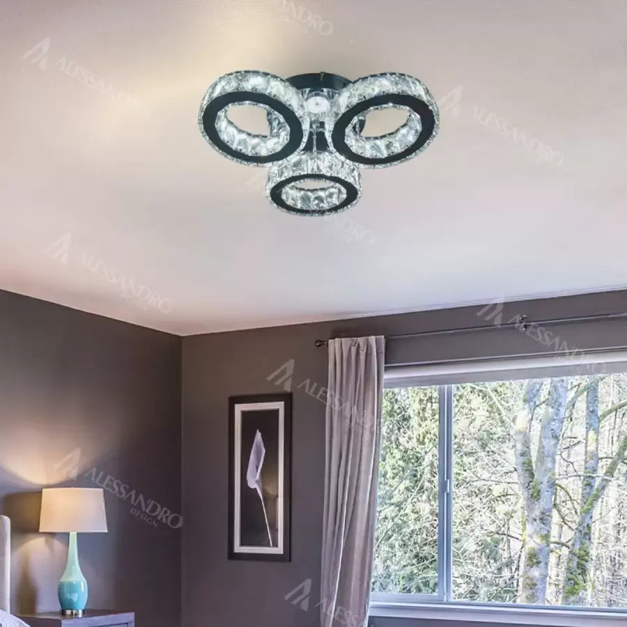 Crystal LED Chandelier with Remote Control Timotei 30W Dimmable Silver