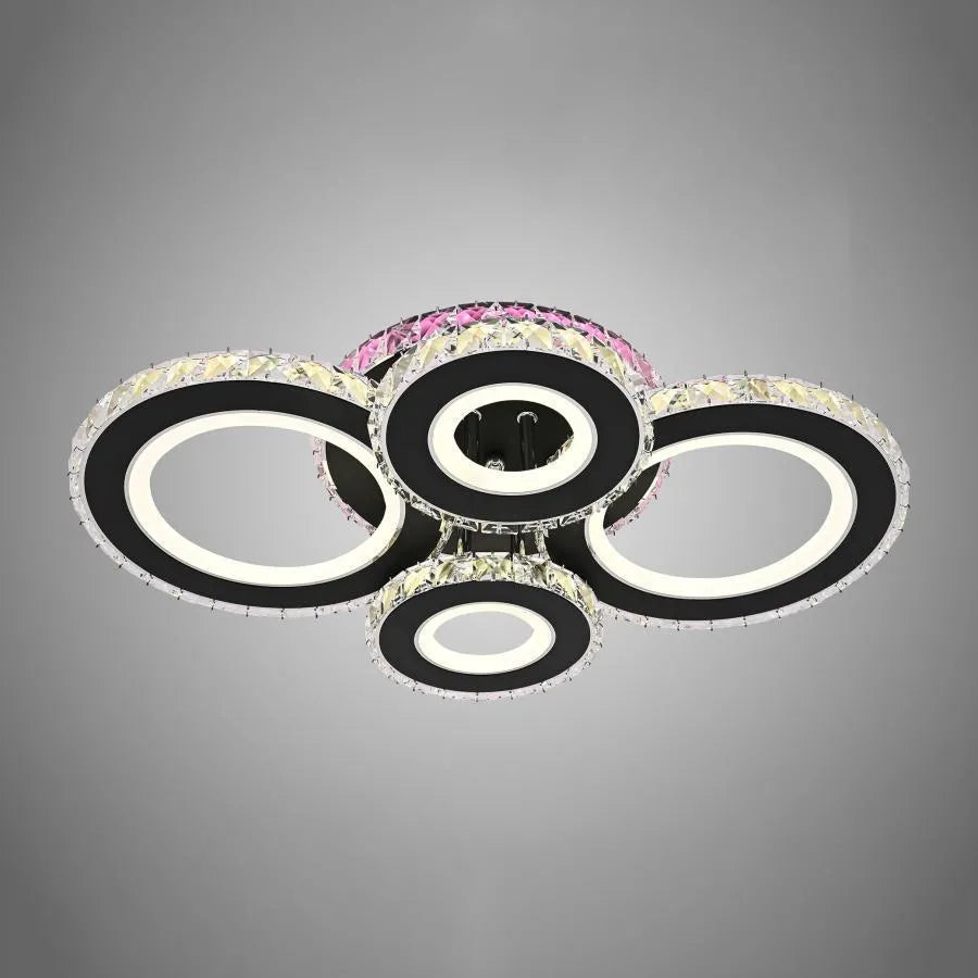 Zafina RGB LED Chandelier with Remote Control, 136W, Black 