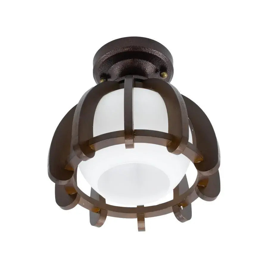 Mina Chandelier, 1*E27, Brown with White, Wood and Glass