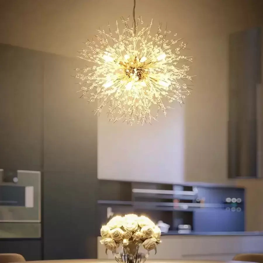 Schönbrunn Crystal Chandelier, 9x G9, Diameter 49cm, Shiny Gold, Luxurious Lighting 