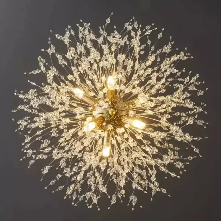 Schönbrunn Crystal Chandelier, 9x G9, Diameter 49cm, Shiny Gold, Luxurious Lighting 