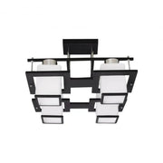 Classic Aramis Chandelier with Wood Square Lampshade 4 X E27 Socket Black White
