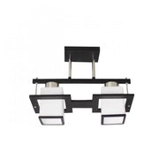 Classic Aramis Chandelier with Wood Square Lampshade 2 X E27 Socket Black White