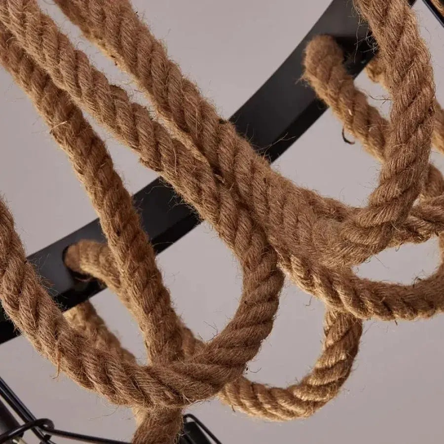 Andy Chandelier 6x E27 Metal and Brown Rope