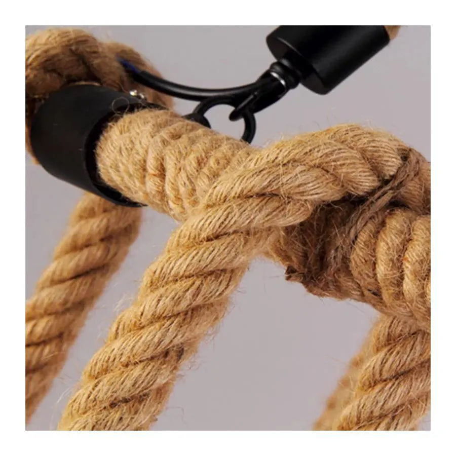 Rustic Cord Chandelier 6x E27 Circular Hanging Rope