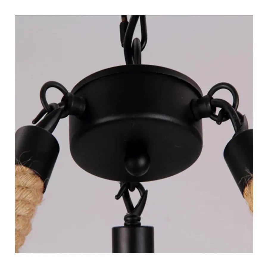 Rustic Cord Chandelier 6x E27 Circular Hanging Rope