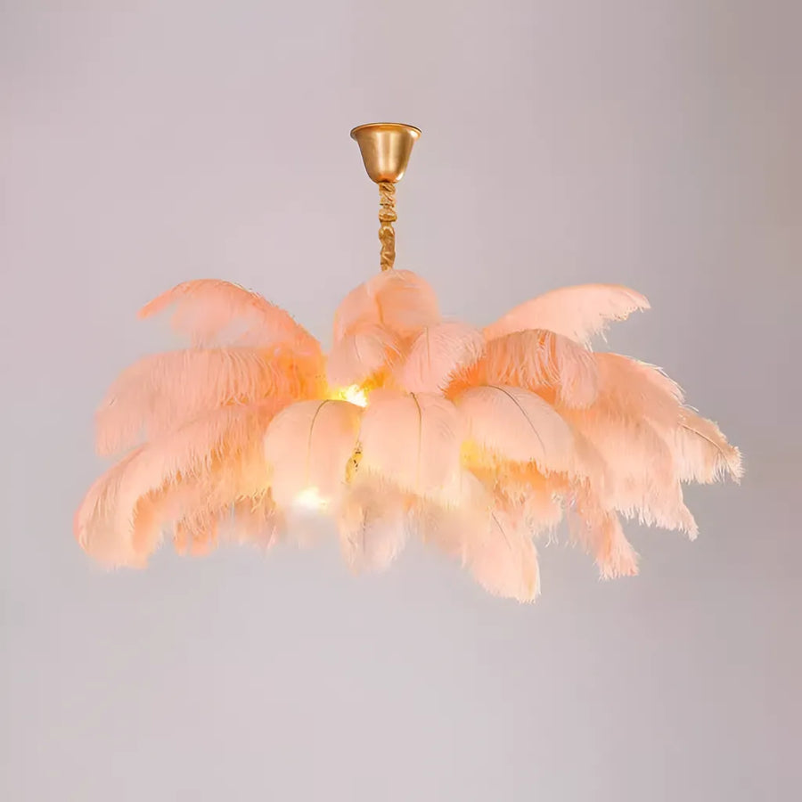 Thalios Chandelier, 40W LED Feathers, Cream