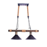 Traditional Chandelier, 2*E27, Brown, Metal and Rope