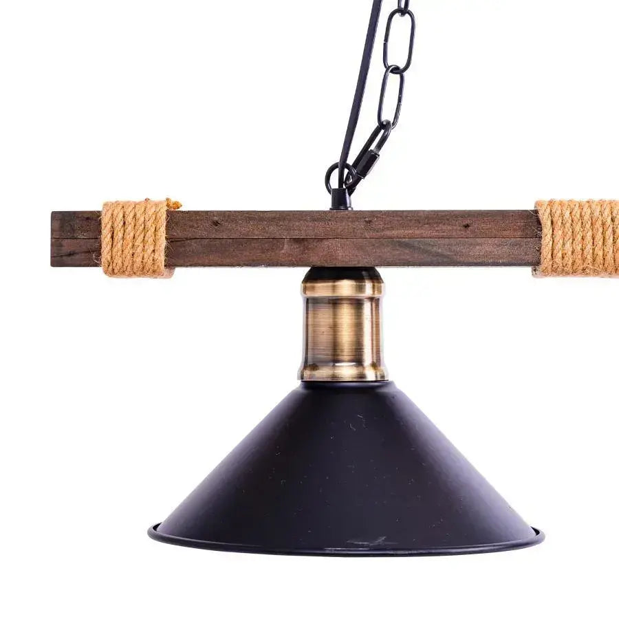 Traditional Chandelier, 2*E27, Brown, Metal and Rope