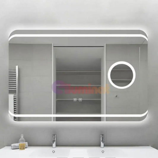 The rectangular LED Mirror 80x60cm Stile MotionGlow Marcello Disturbing system & thermometer of the Cosmetics Dimable