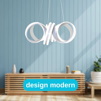 INFINITY Twist LED Pendant Chandelier with Remote Control, 180W, Adjustable Height, Cold/Warm/Neutral Light, Dimmable, White