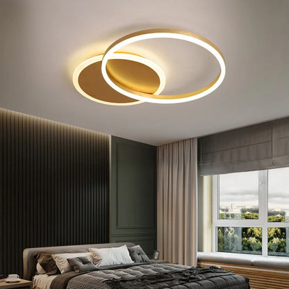 Dario LED Chandelier, 2 Circles, 47W, Cold/Warm/Neutral Light, Gold