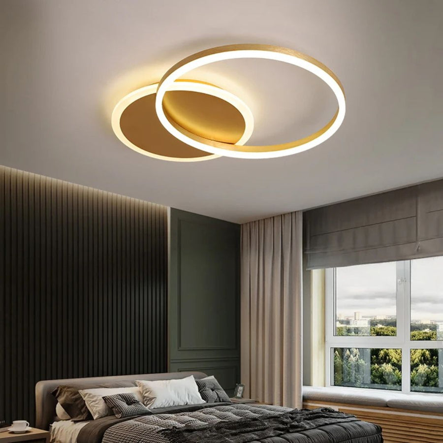 Dario LED Chandelier, 2 Circles, 47W, Cold/Warm/Neutral Light, Gold
