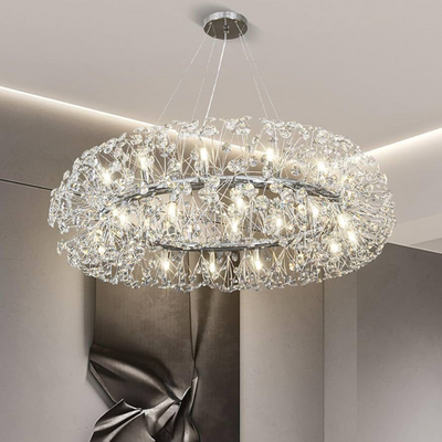 Crystal Chandelier SEGOVIA Magno 10x E14, Diameter 60cm, Shiny Silver, Adjustable Height