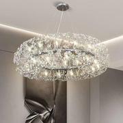 MINUET Crystal Chandelier 12x G9, Diameter 60cm, Shiny Chrome, Adjustable Height